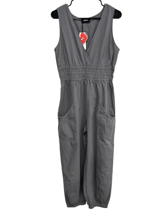 Cider Pants - Cider Large Gray Sleeveless Elastic Waist Jumpsuit Pockets Clean Girl NWT